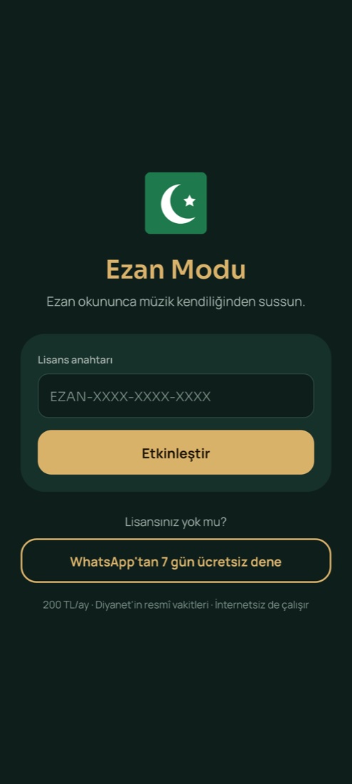 Lisans anahtarı girme ekranı